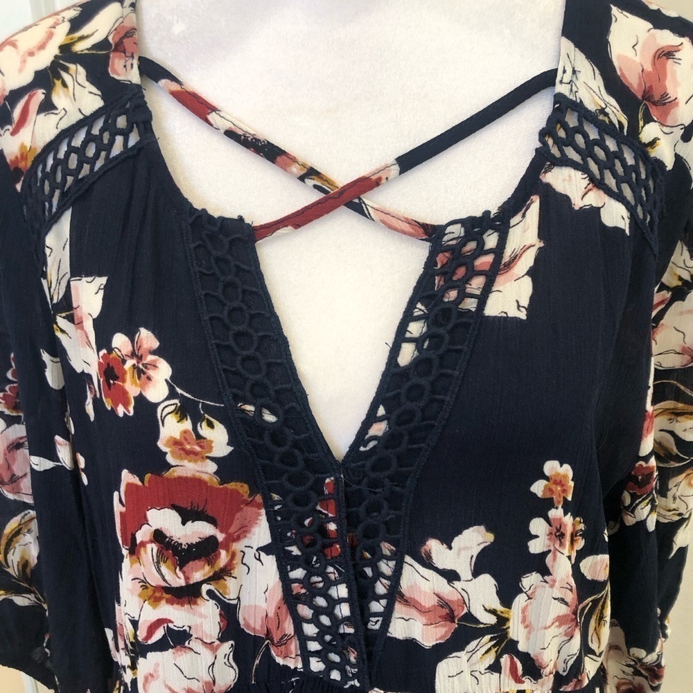Jodifl Size L peasant baby doll dress. Floral empire balloon sleeve NWT - Picture 5 of 12